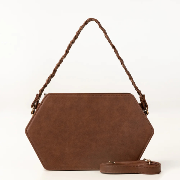 HastyBag Hexagon Braided Brown Bag