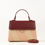HastyBag Maroon Striped Leather Handbag