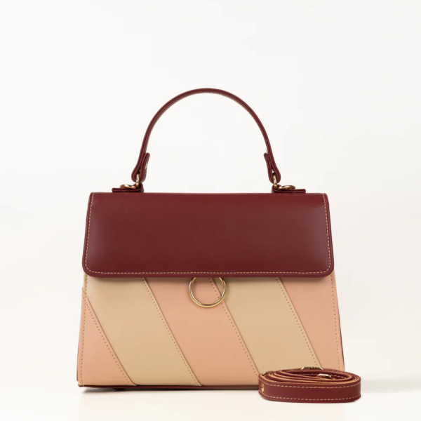 HastyBag Maroon Striped Leather Handbag